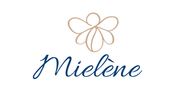 Logo of Mielène with a stylized flower design on a white background
